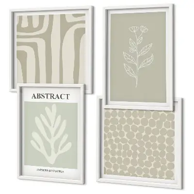 Set de 4 cuadros decorativos con patrones de plantas abstractas para salón