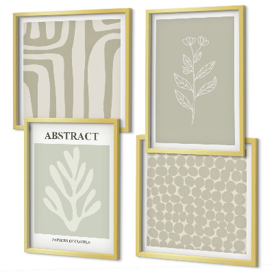 Set de 4 cuadros para salón Patrones abstractos de plantas
