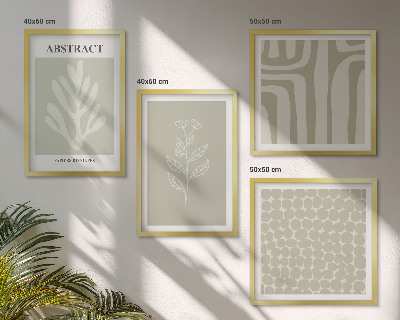 Set de 4 cuadros para salón Patrones abstractos de plantas