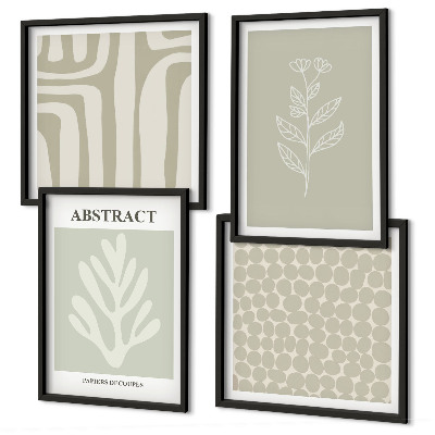 Set de 4 cuadros para salón Patrones abstractos de plantas