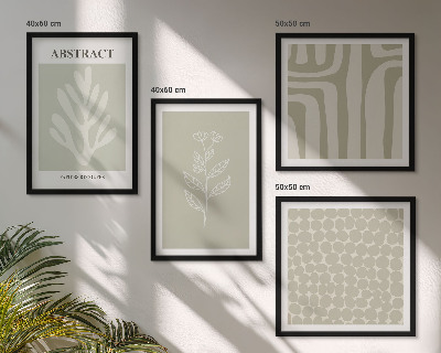 Set de 4 cuadros para salón Patrones abstractos de plantas