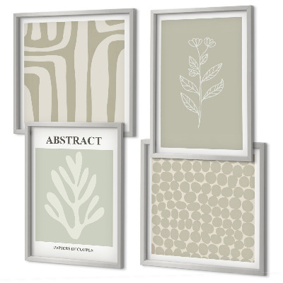 Set de 4 cuadros para salón Patrones abstractos de plantas