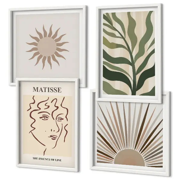 Set de cuadros modernos para salón con diseño de patrones abstractos de plantas