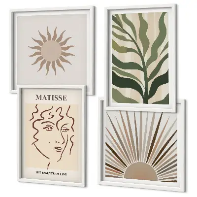 Set de cuadros modernos para salón con diseño de patrones abstractos de plantas