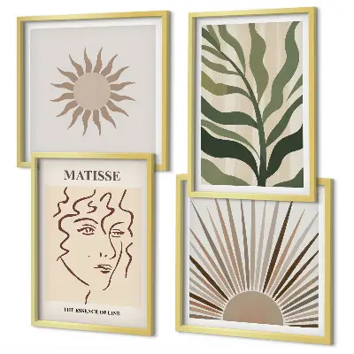 Set de cuadros modernos para salón con diseño de patrones abstractos de plantas