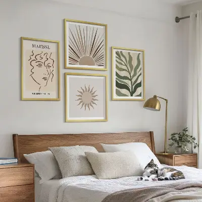 Set de cuadros modernos para salón con diseño de patrones abstractos de plantas
