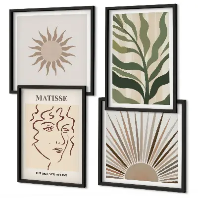 Set de cuadros modernos para salón con diseño de patrones abstractos de plantas