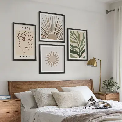 Set de cuadros modernos para salón con diseño de patrones abstractos de plantas
