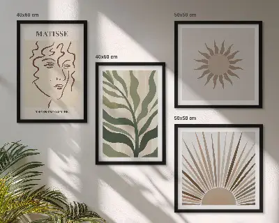 Set de cuadros modernos para salón con diseño de patrones abstractos de plantas