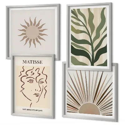 Set de cuadros modernos para salón con diseño de patrones abstractos de plantas