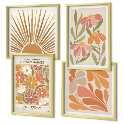 Set de 4 cuadros para salón Girasoles de colores pastel