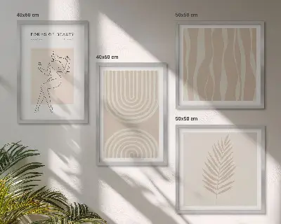 Galería de pared con decoraciones bohemias abstractas