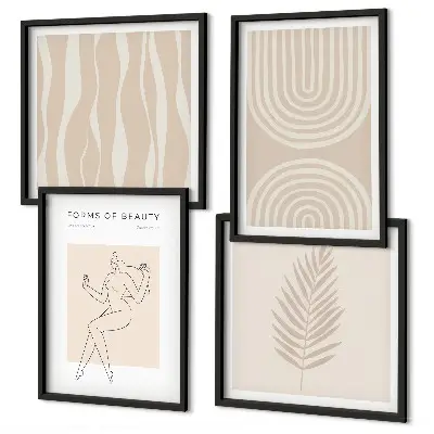 Galería de pared con decoraciones bohemias abstractas