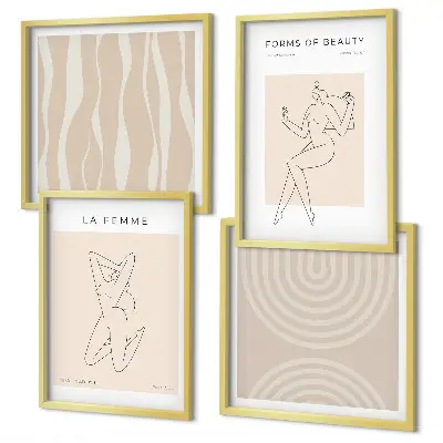 Set de cuadros modernos para salón con diseño de formas minimalistas