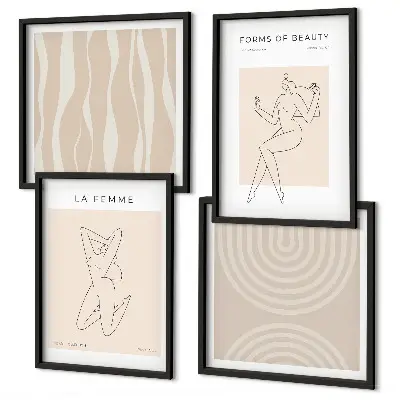 Set de cuadros modernos para salón con diseño de formas minimalistas