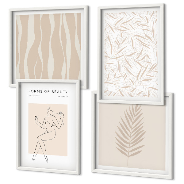 Set de 4 cuadros para salón motivos vegetales minimalistas