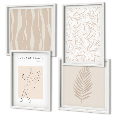 Set de 4 cuadros para salón motivos vegetales minimalistas