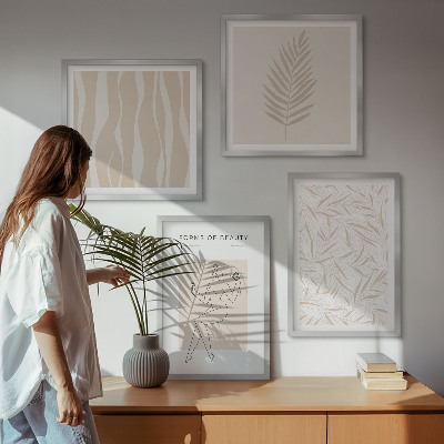 Set de 4 cuadros para salón motivos vegetales minimalistas