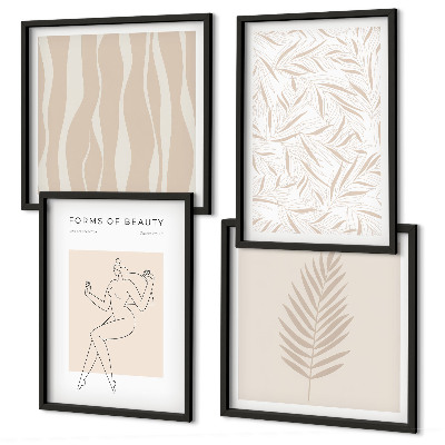 Set de 4 cuadros para salón motivos vegetales minimalistas
