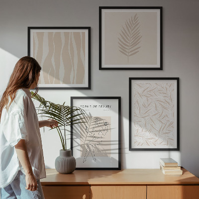 Set de 4 cuadros para salón motivos vegetales minimalistas