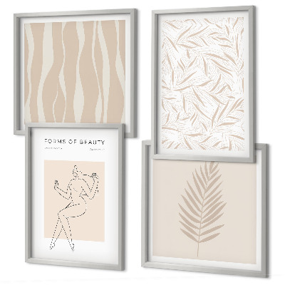 Set de 4 cuadros para salón motivos vegetales minimalistas