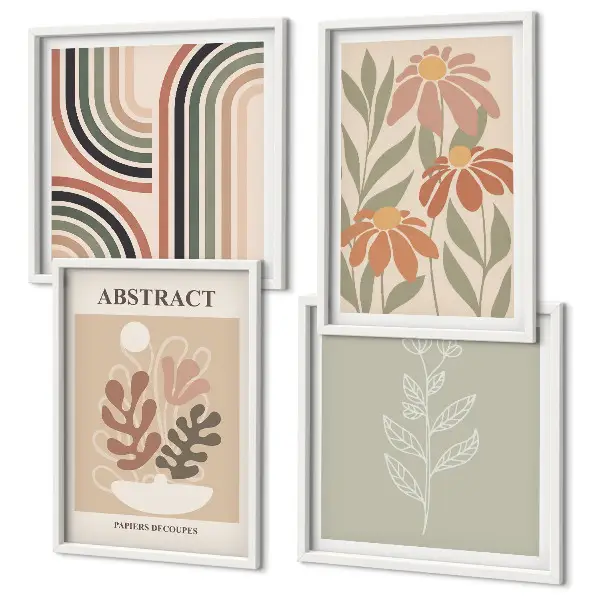 Galería de pared de plantas abstractas en tonos pastel