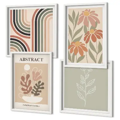 Galería de pared de plantas abstractas en tonos pastel
