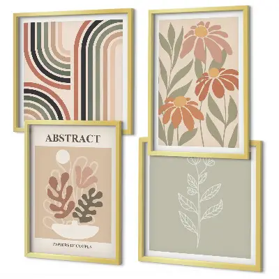 Galería de pared de plantas abstractas en tonos pastel