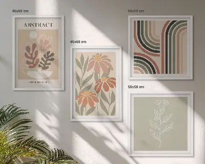 Galería de pared de plantas abstractas en tonos pastel