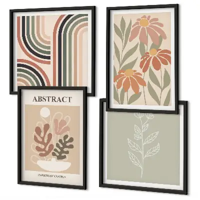 Galería de pared de plantas abstractas en tonos pastel