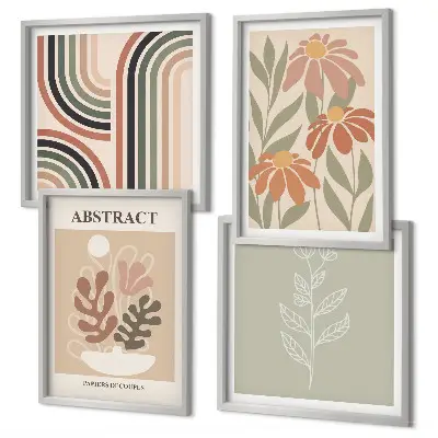 Galería de pared de plantas abstractas en tonos pastel