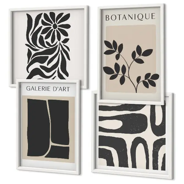 Set de cuadros modernos para salón con patrones abstractos de plantas