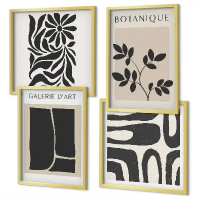 Set de cuadros modernos para salón con patrones abstractos de plantas
