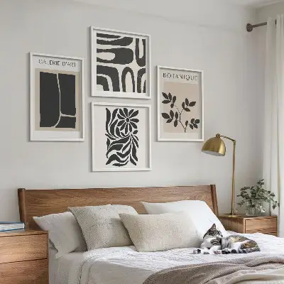 Set de cuadros modernos para salón con patrones abstractos de plantas
