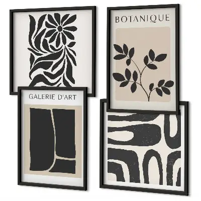 Set de cuadros modernos para salón con patrones abstractos de plantas