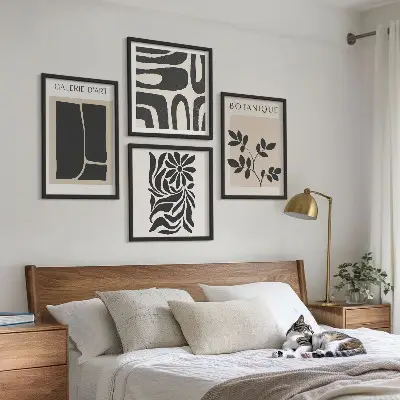 Set de cuadros modernos para salón con patrones abstractos de plantas