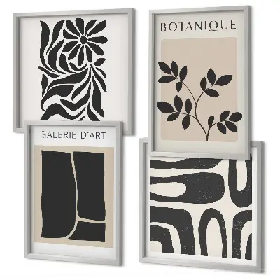 Set de cuadros modernos para salón con patrones abstractos de plantas