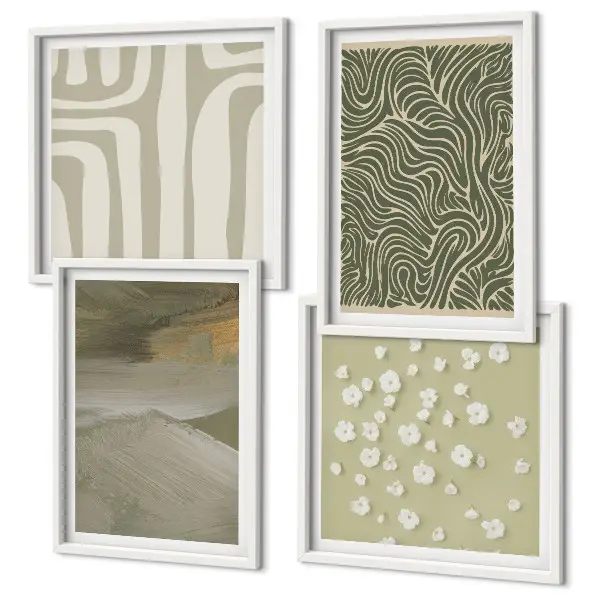Galería de pared con estampados abstractos bohemios