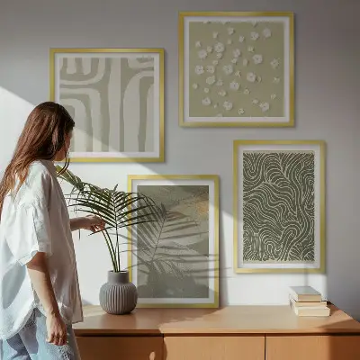 Galería de pared con estampados abstractos bohemios