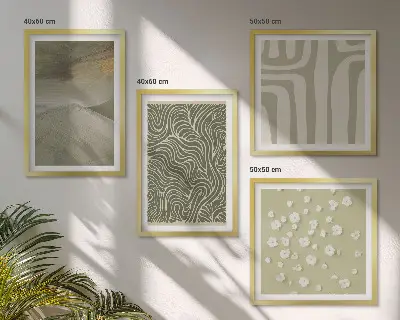 Galería de pared con estampados abstractos bohemios