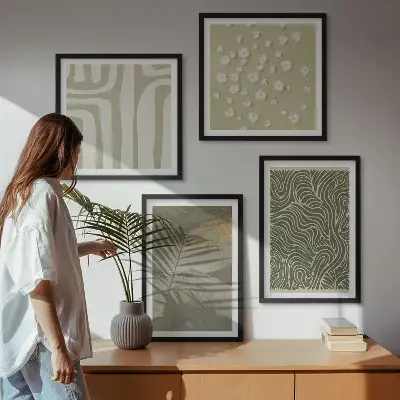 Galería de pared con estampados abstractos bohemios