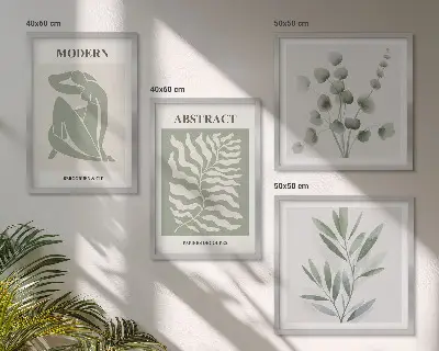 Set de 4 cuadros de plantas bohemias estilo Matisse decoración para salón