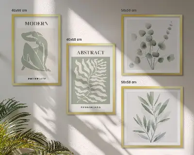 Set de 4 cuadros de plantas bohemias estilo Matisse decoración para salón