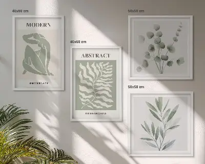 Set de 4 cuadros de plantas bohemias estilo Matisse decoración para salón