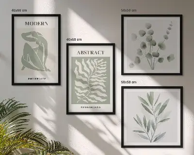 Set de 4 cuadros de plantas bohemias estilo Matisse decoración para salón