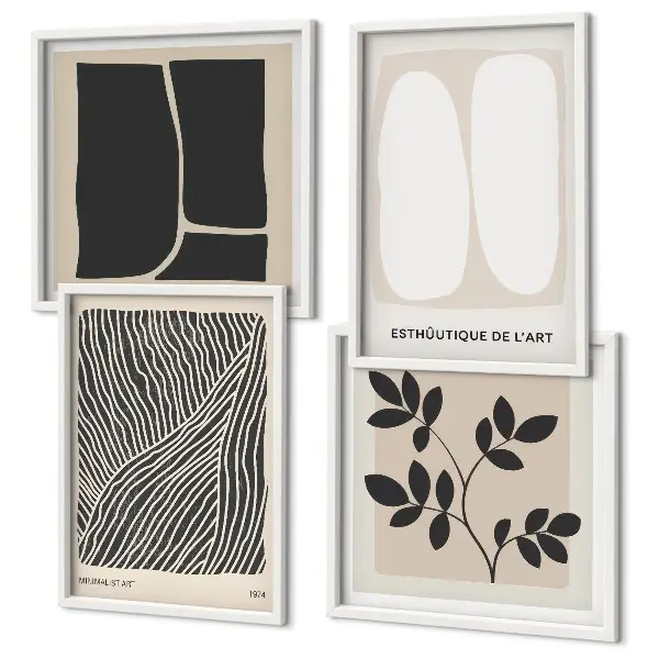 Galería de pared con diseños de patrones de plantas minimalistas