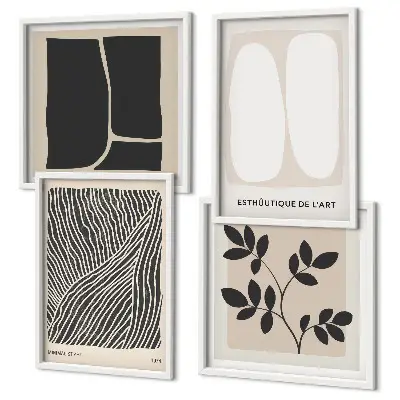 Galería de pared con diseños de patrones de plantas minimalistas