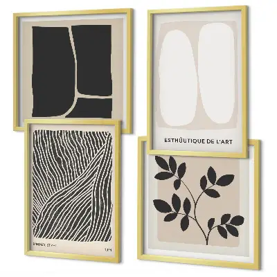 Galería de pared con diseños de patrones de plantas minimalistas