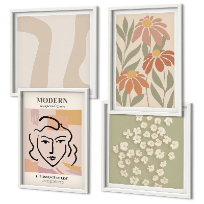 Set de 4 cuadros para salón Mujer abstracta moderna