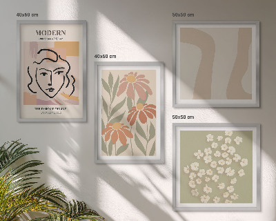 Set de 4 cuadros para salón Mujer abstracta moderna